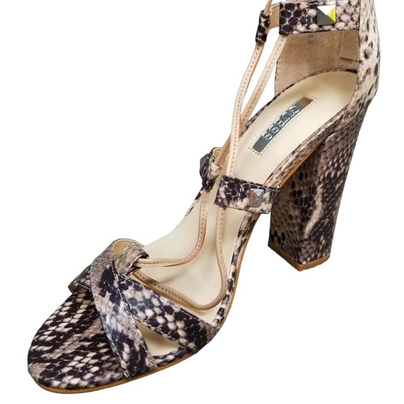 Guess Annalie Gladiator Heel Sandals Womens Snake Print Knee High Lace Up Size 6 - Picture 3 of 15